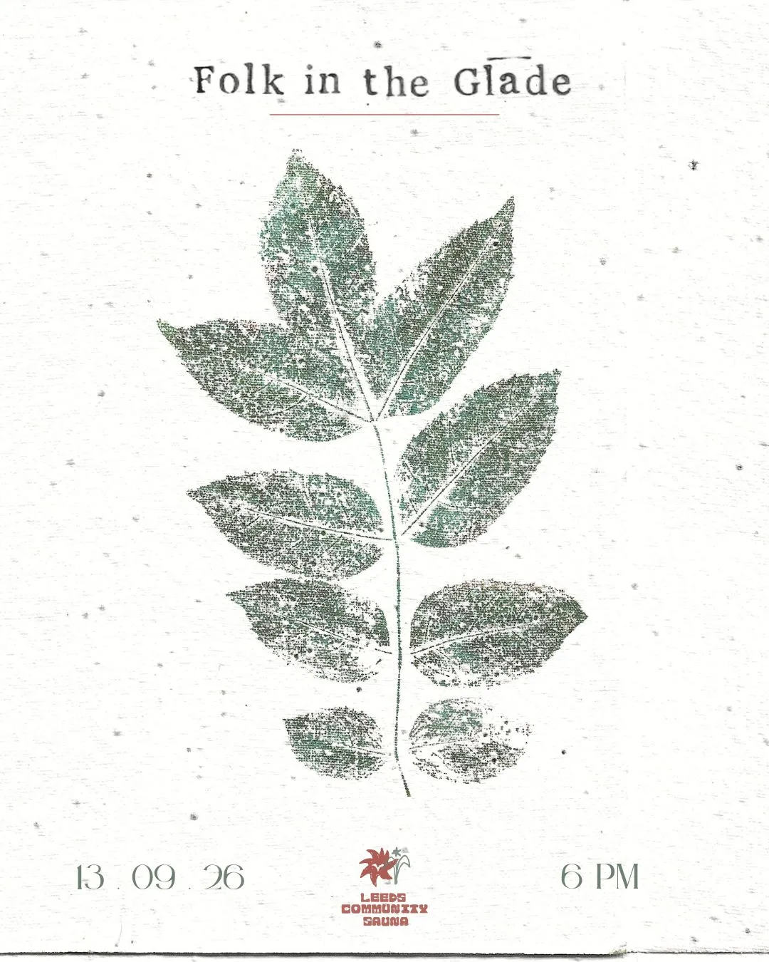 Poster for Folk in the Glade at Leeds Community Sauna, Leeds