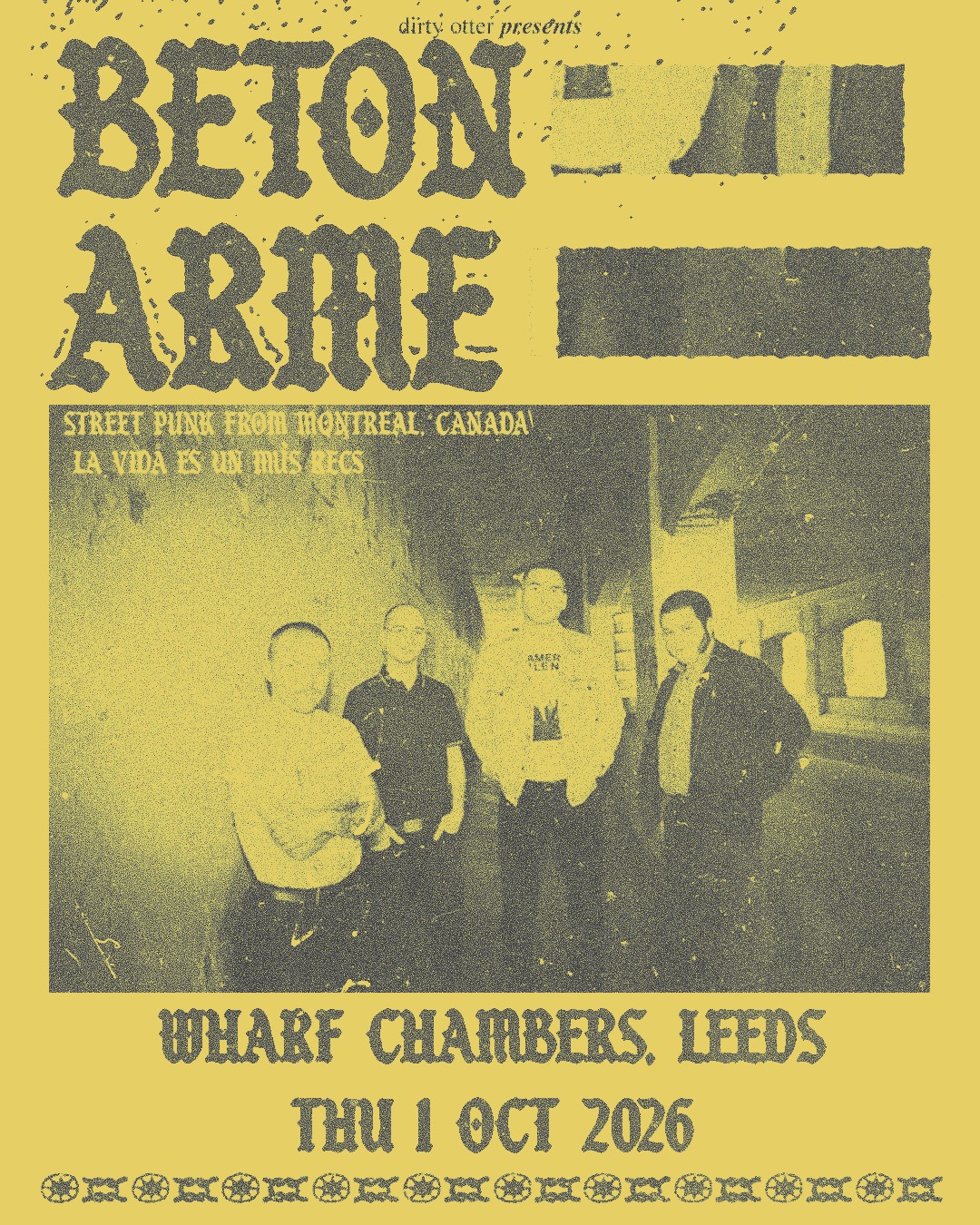 Poster for Beton Arme at Wharf Chambers, Leeds