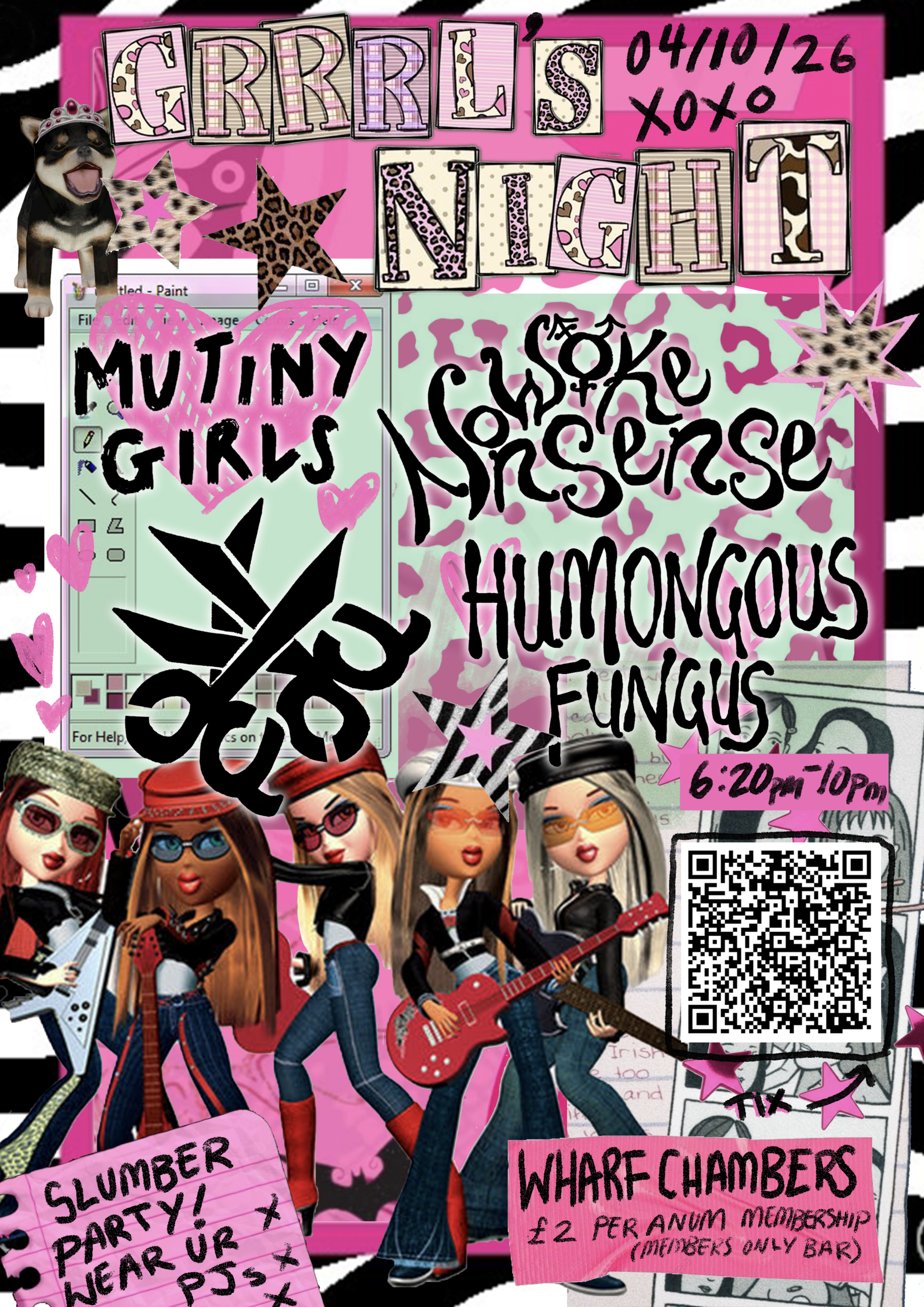 Poster for Grrrl's Night at Wharf Chambers, Leeds