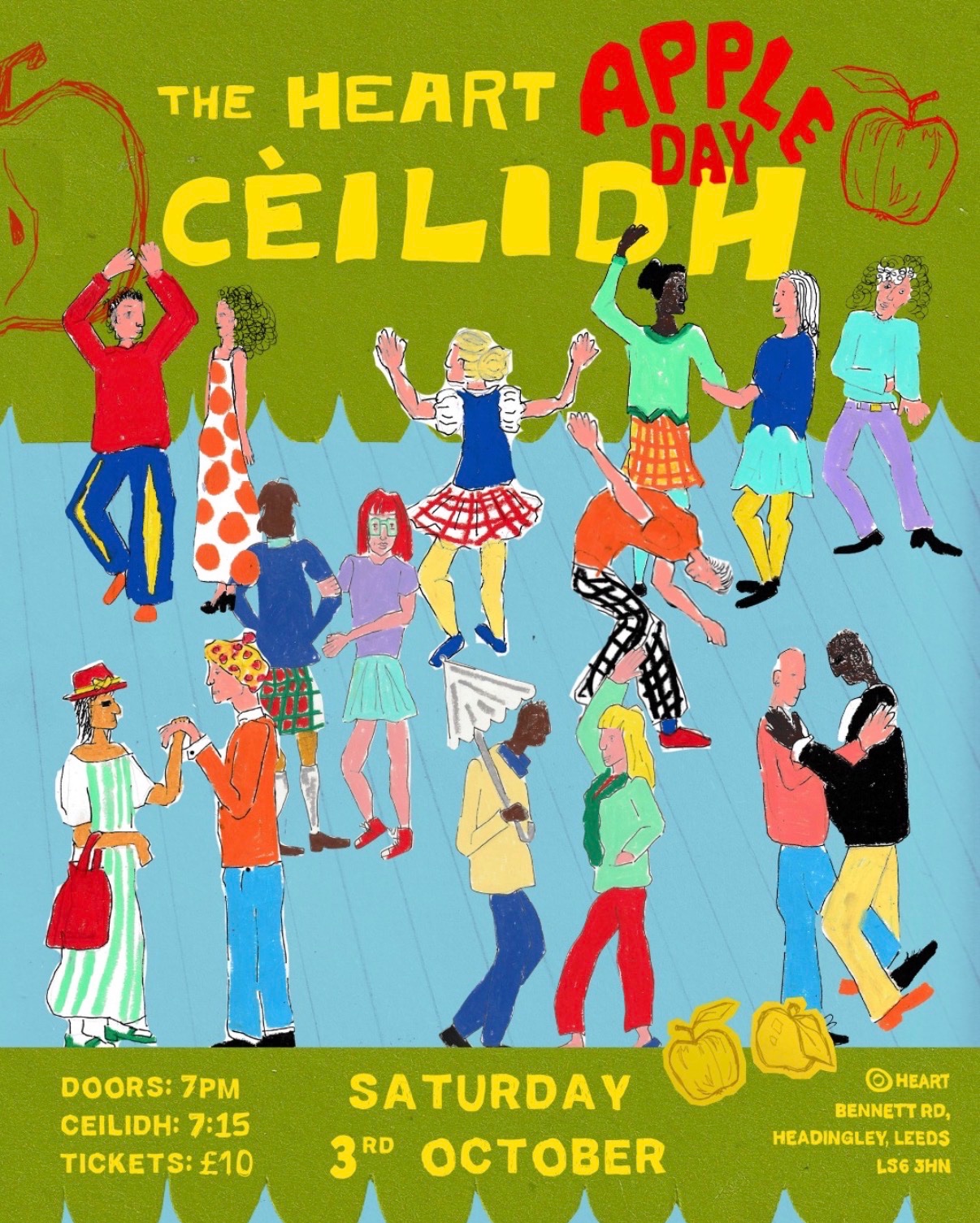 Poster for The Heart Apple Day Cèilidh at Headingley HEART, Leeds