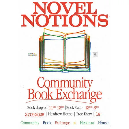 Poster for Novel Notions: Community Book Exchange at Headrow House, Leeds