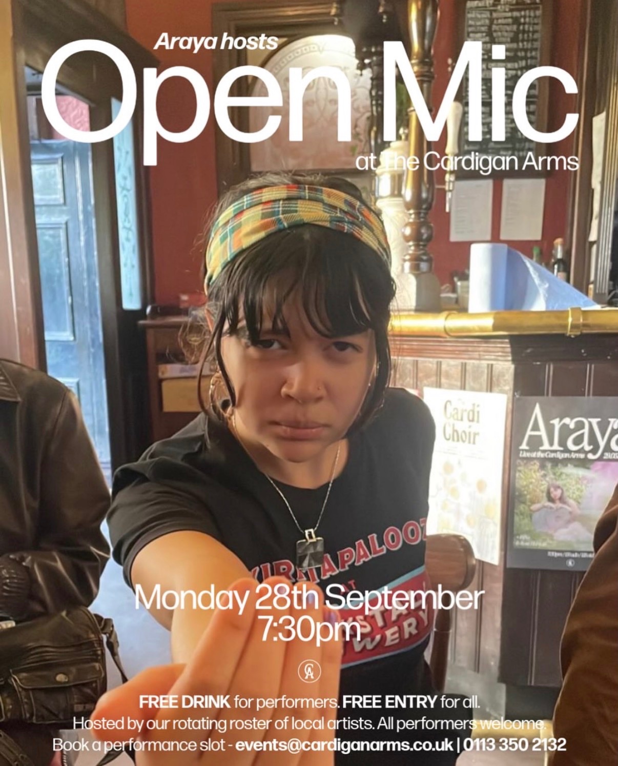 Poster for Open Mic: Araya at The Cardigan Arms, Leeds