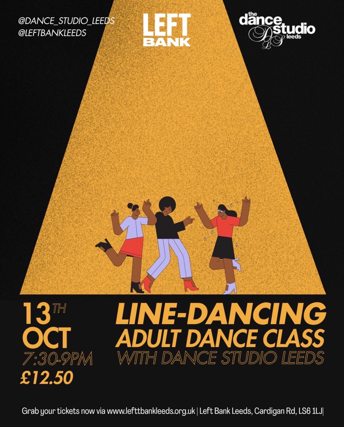Poster for Line-Dancing Adult Dance Class: Dance Studio Leeds at Left Bank Leeds, Leeds