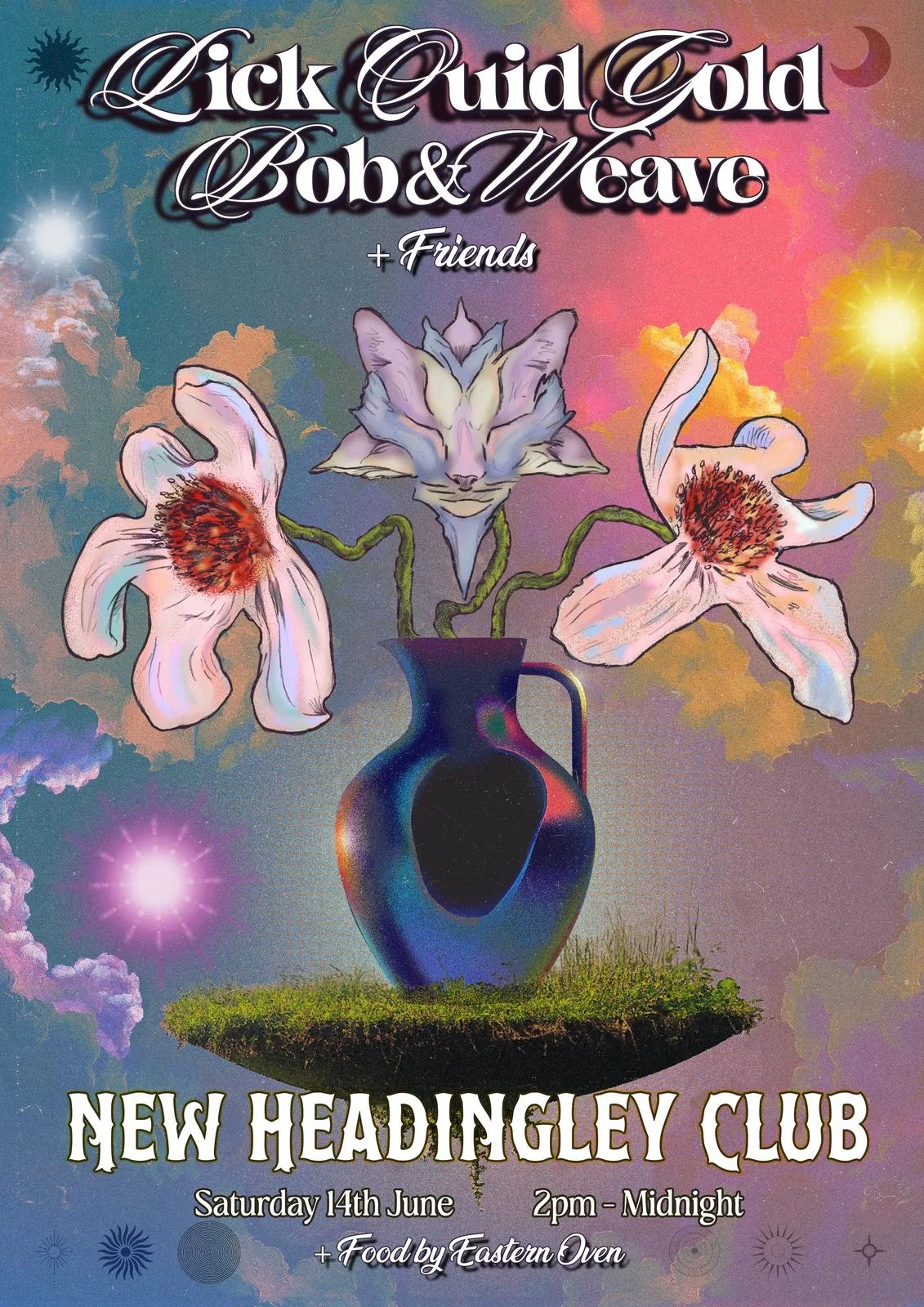 Poster for Lick Quid Gold x Bob & Weave Day Party at The New Headingley Club, Leeds