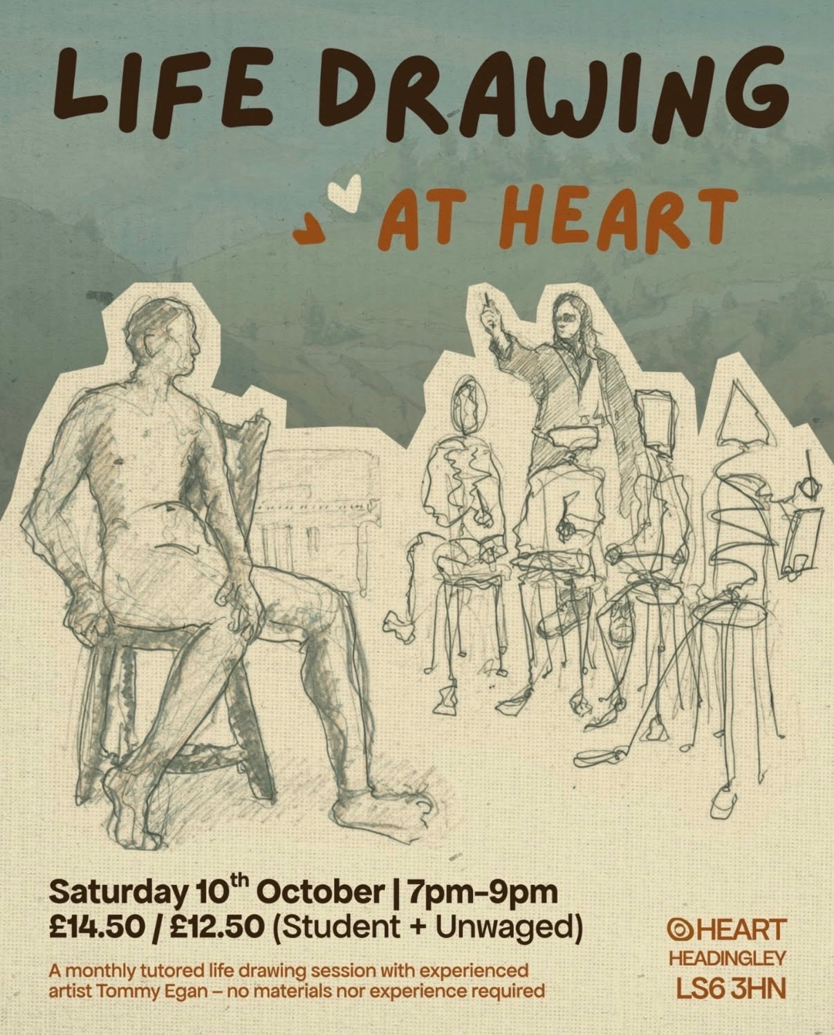 Poster for Life Drawing at HEART: Tommy Egan at Headingley HEART, Leeds