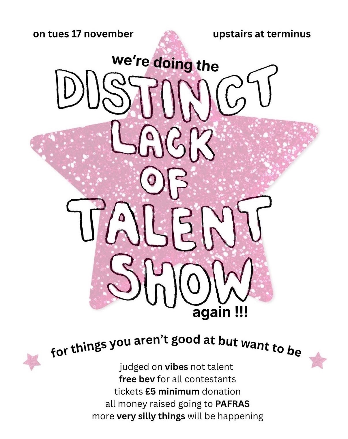 Poster for Distinct Lack of Talent Show at Terminus, Leeds