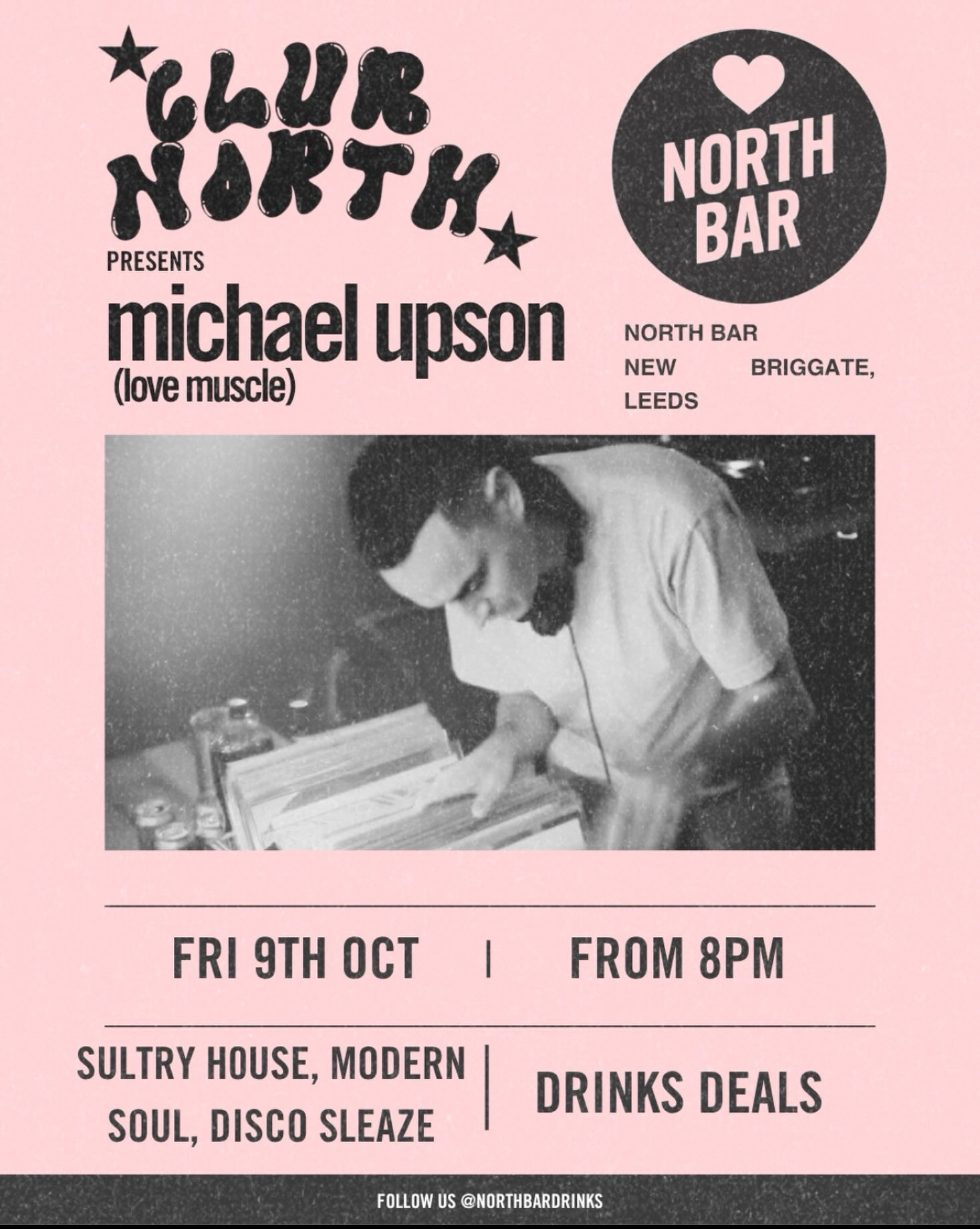 Poster for Club North: Michael Upson at North Bar, Leeds