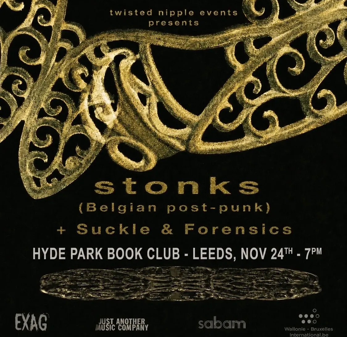 Poster for Stonks (Belgium Post Punk) + Supports at Hyde Park Book Club, Leeds