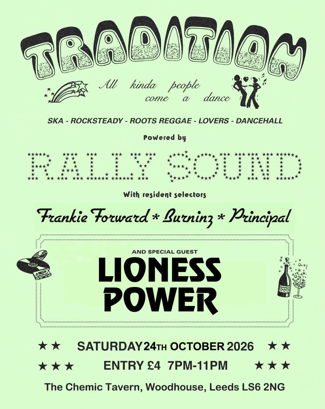 Poster for Tradition powered by Rally Sound at The Chemic Tavern, Leeds
