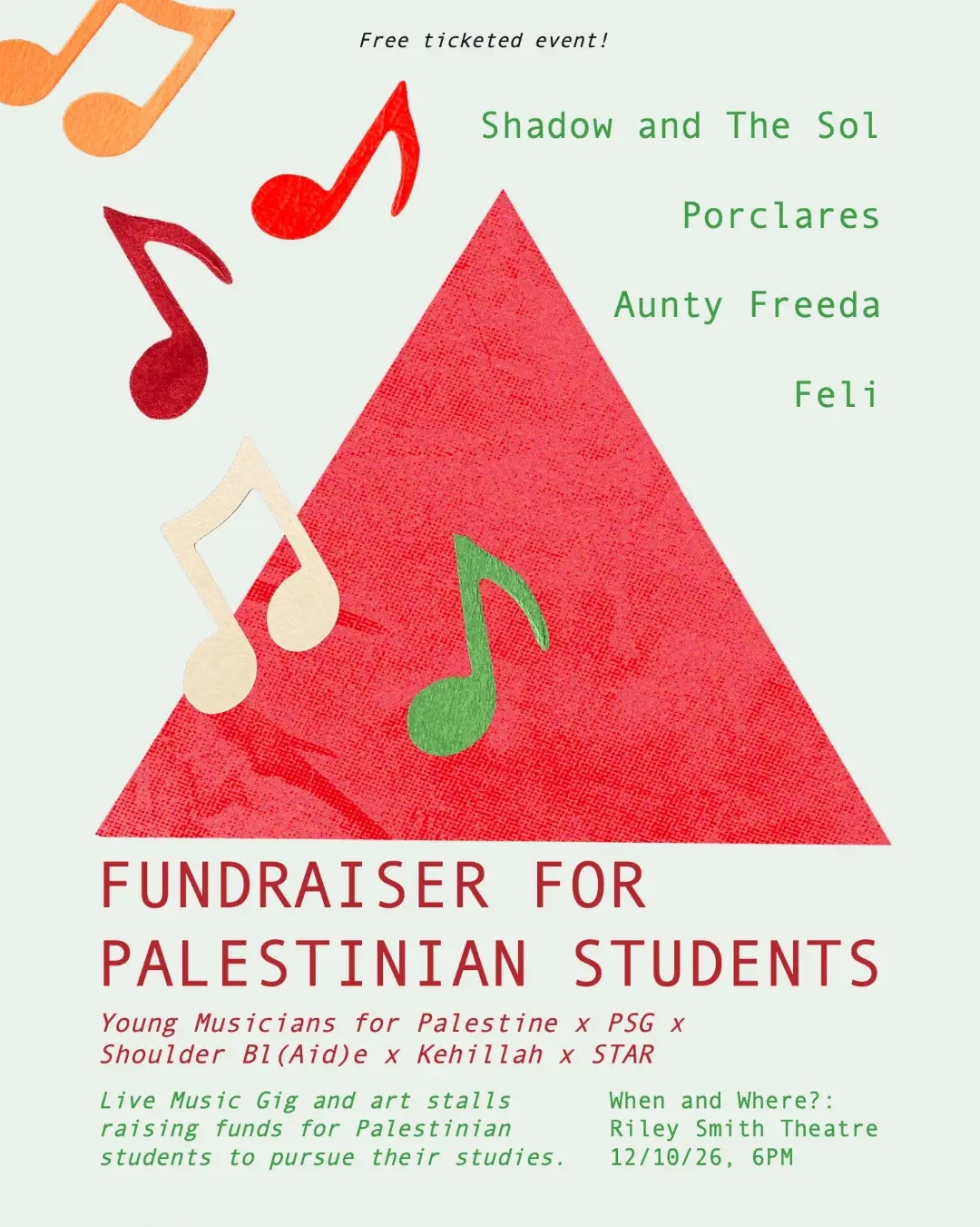 Poster for Fundraiser for Palestinian Students at Riley Smith Theatre, Leeds