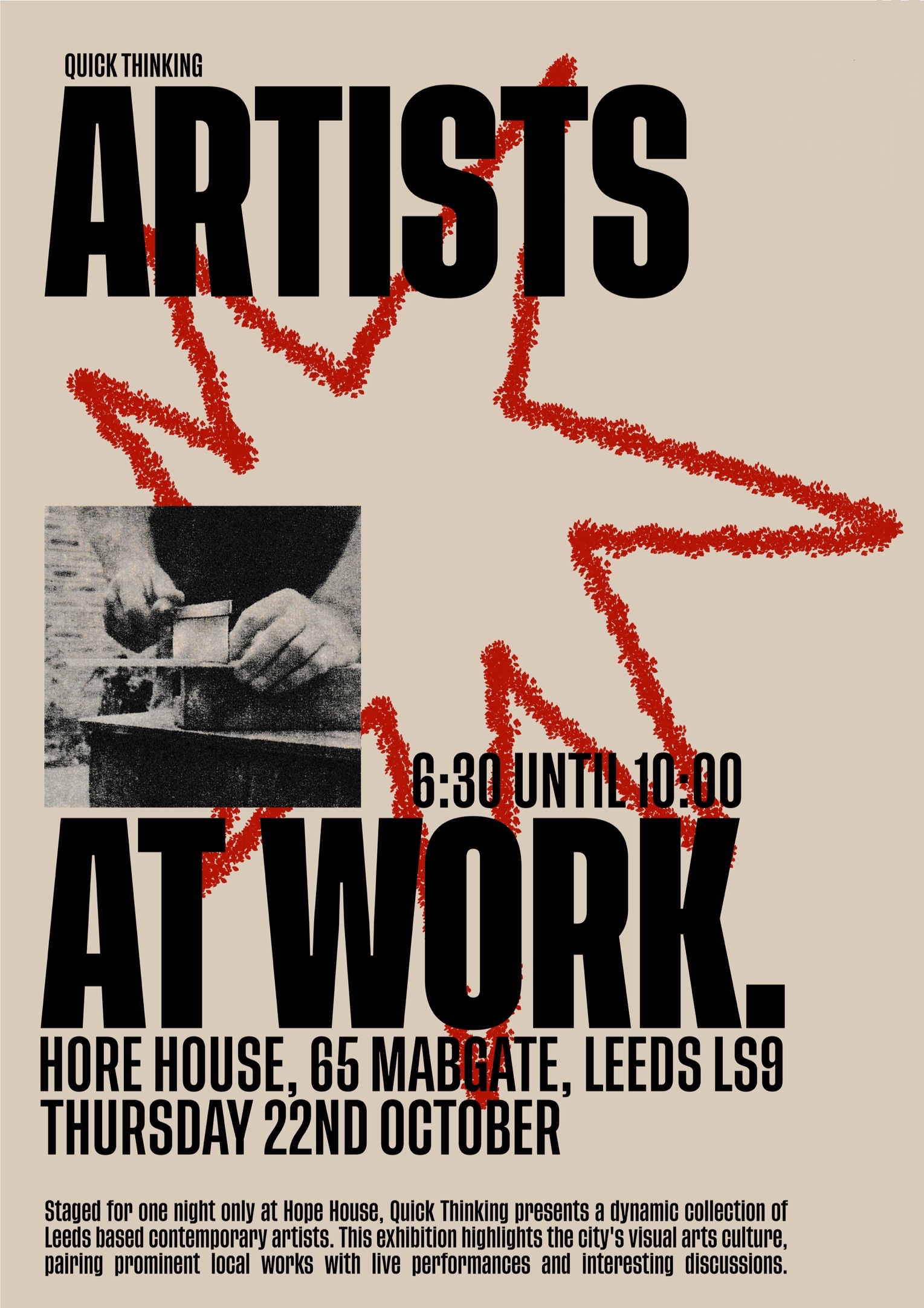 Poster for Artists at Work at Hope House, Leeds