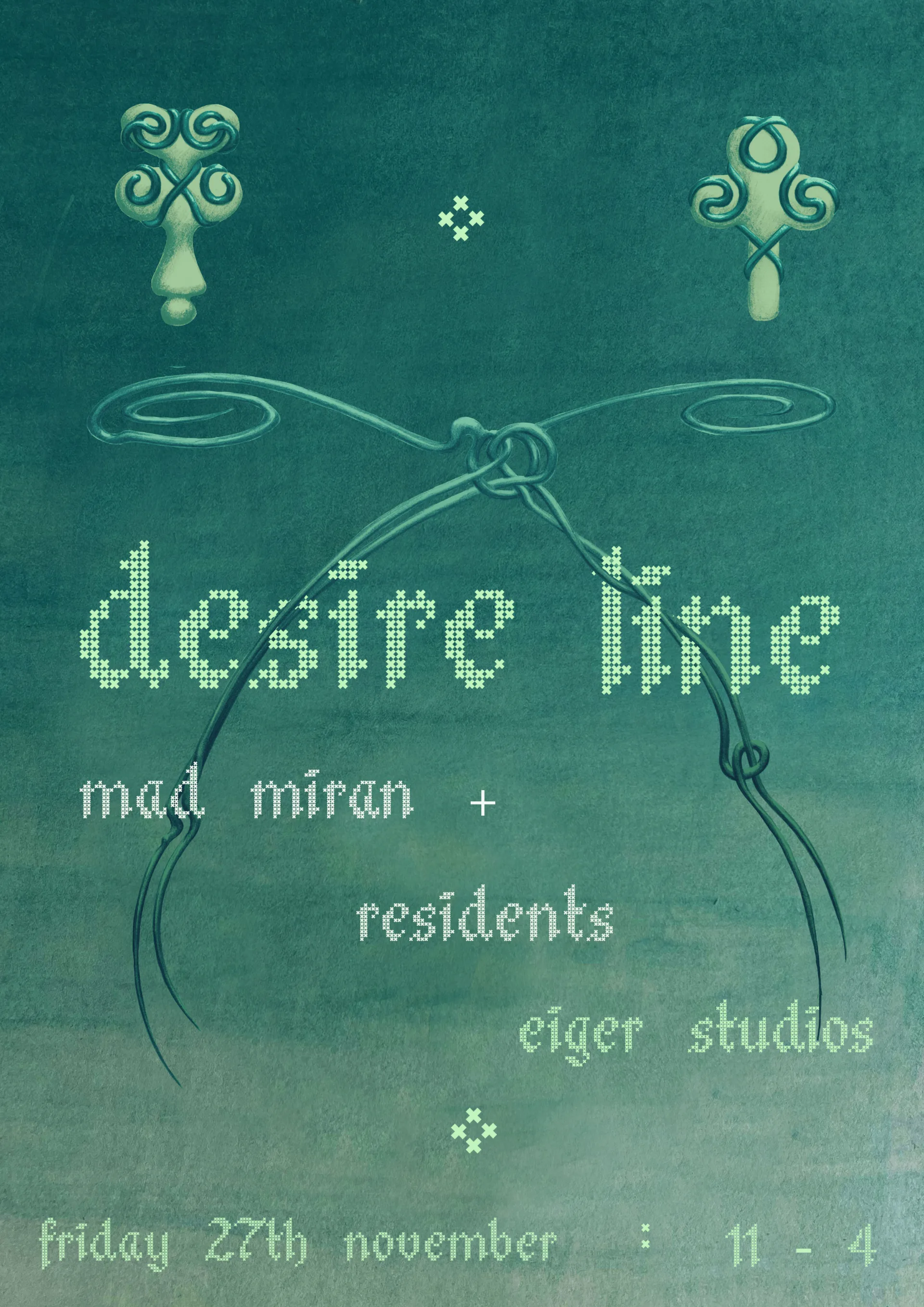 Poster for desire line with mad miran & residents at Eiger Studios, Leeds