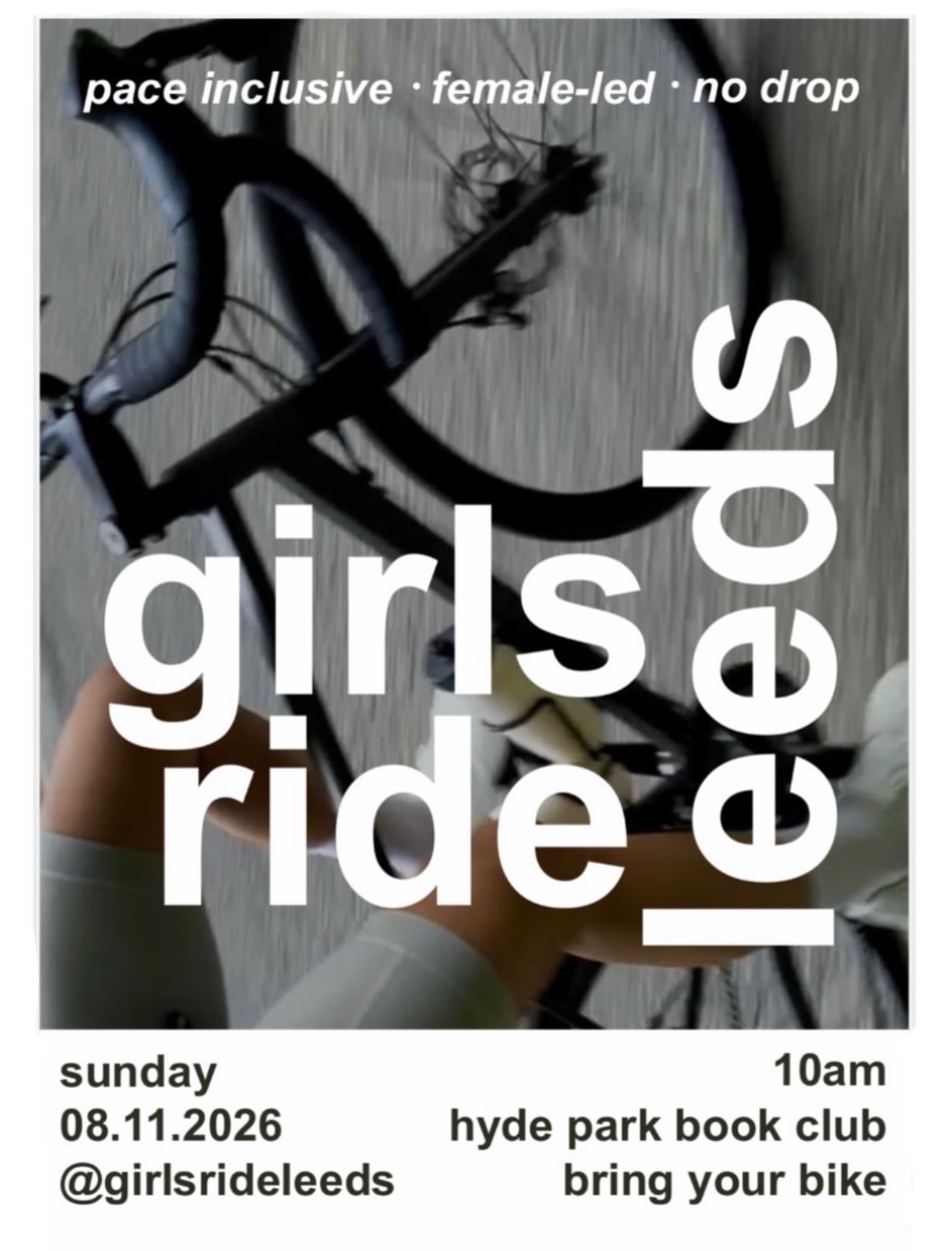 Poster for Girls Ride Leeds at Hyde Park Book Club, Leeds