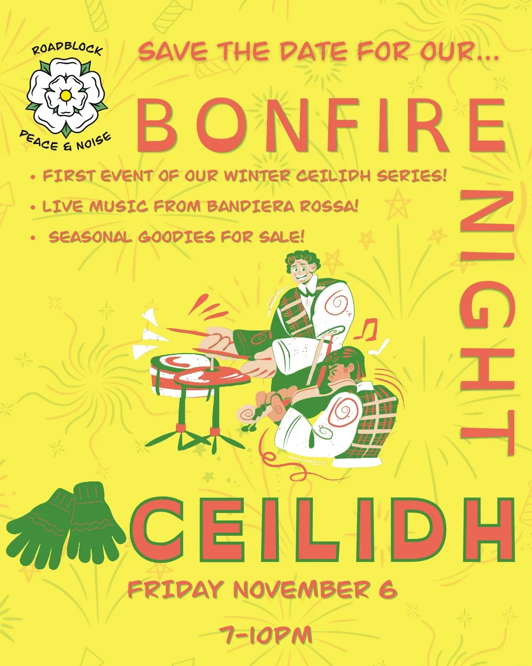 Poster for Bonfire Night Ceilidh at Left Bank Leeds, Leeds